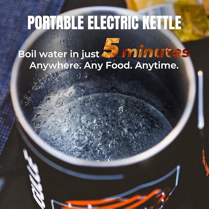 Electric Kettle, Portable Water Boiler for Coffee & Tea, 304 Stainless Steel Mini Tea Kettle, 500W Fast Boiling Water with Auto Shut-Off, Camping & Travel Essentials