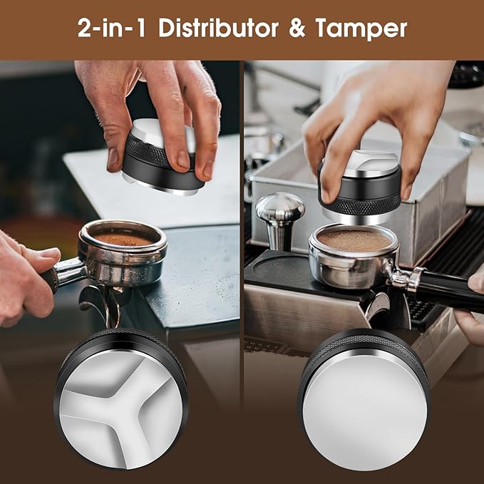 58mm Espresso Accessories Kit, Coffee Distributor and Tamper Leveler, WDT Tool and Dosing Funnel Set Fits Espresso Coffee Machines and 58 mm Portafilters