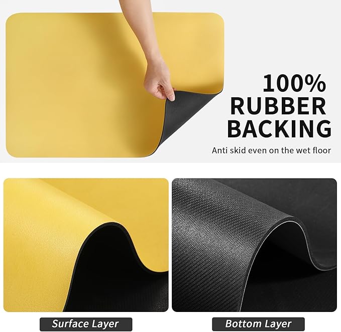 Coffee Mat - Absorbent Hide Stain Rubber Backed Dish Drying Mat for Kitchen Counter - Bar Mats for Countertops Accessories Fit Under Coffee Maker Espresso Machine