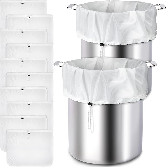 Chumia 10 Pack Brew Bags Reusable Extra Large 26 x 22'' Fine Mesh Strainer Cold Brew Filters Drawstring Cheese Cloth Straining Bags Wine Making Supplies for Fruit Cider Beer