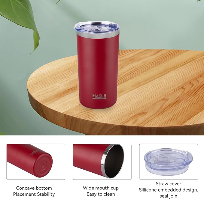 HASLE OUTFITTERS 12oz Skinny Tumbler Bulk, Slim Tumblers Set with Lid, Double Wall Stainless Steel Insulated Travel Coffee Mug, Durable Powder Coated Travel Water Cup(Red, 12)