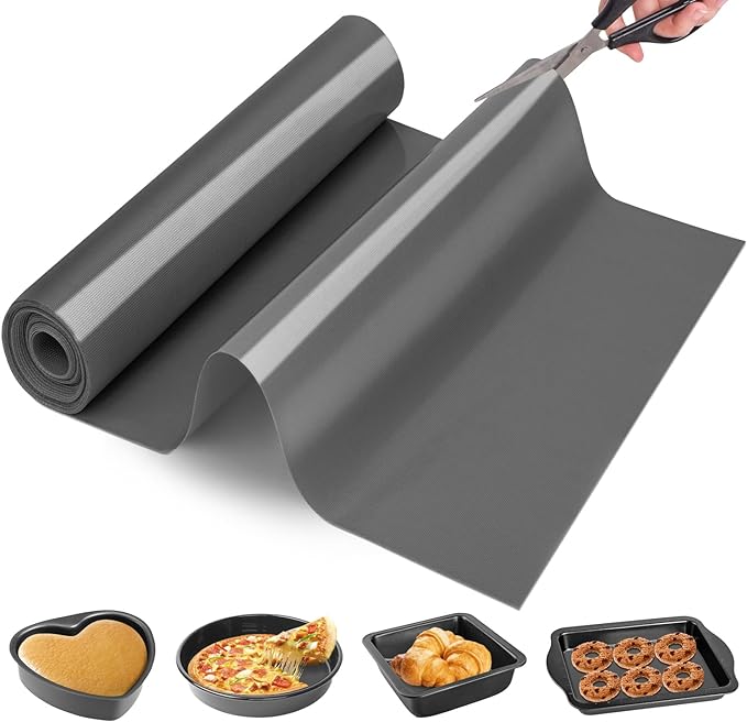 Silicone Baking Mat Roll -Cut to Size Silicone Mat - Non-Stick Pastry Mat for Dough Rolling, Non-slip Silicone Mat for Kitchen Counter, Reusable Air Fryer Linner, Oven Liner, Freeze Dryer Mat