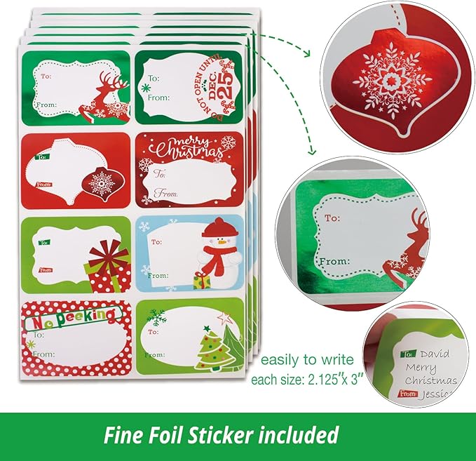 12 Extra Large Christmas Gift Wrap Boxes Bulk with Lids, 12 Tissue paper and 80 Foil Christmas gift Stickers for Wrapping Oversized Clothes (Robes, Sweater, Coat, Shirts) and Xmas Holiday Present