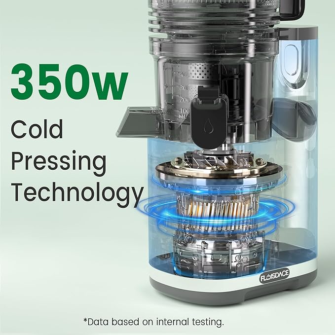 J8 Cold Press Juicer, 6.5" Extra Wide Feed Chute Juicer Machines, 350W Slow Juicer Machines with High Juice Yield for Whole Vegetables & Fruits, BPA Free (Titanium Gray)
