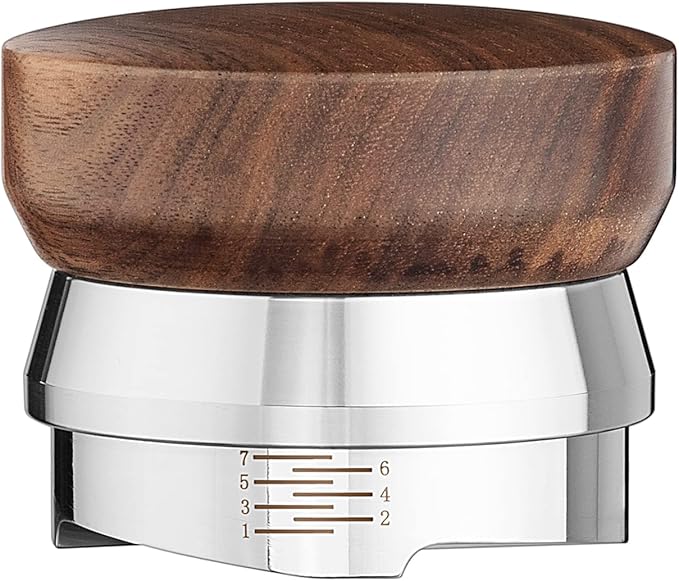 MOJAE 53mm Espresso Distributor, Coffee Distributor, Espresso Distribution Tool, Adjustable Depth Espresso Leveler with Walnut Wood Handle, Fits for 54mm Breville Barista Portafilter
