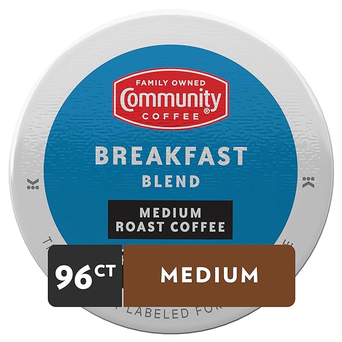 Community Coffee Breakfast Blend 96 Count Coffee Pods, Medium Roast, Compatible with Keurig 2.0 K-Cup Brewers, 24 Count (Pack of 4)