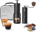 STARESSO Portable Espresso Maker & Coffee Bean Grinder Set with Carrying Bag, Manual Travel Coffee Maker + Burr Coffee Grinder, Waterproof Easy-Carry, Perfect for Travel Camping Hiking On-The-Go
