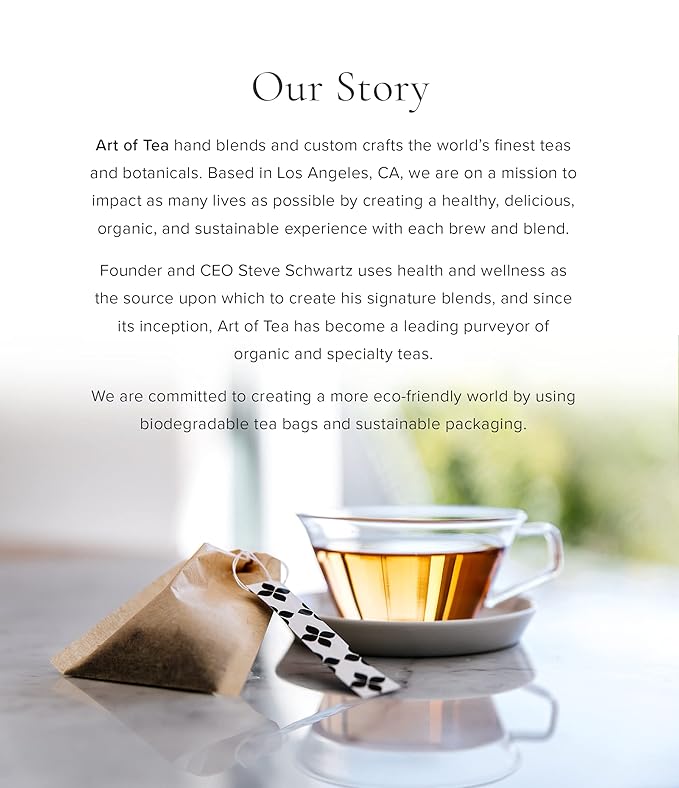 Art of Tea | Assorted Tea Sampler | 12 Count Sampler Box | Breakfast Tea, Earl Grey Creme, Egyptian Chamomile (Non-Caffeinated), French Lemon Ginger (Non-Caffeinated), Green Pomegranate, Mint Green, Tali's Masala Chai, Happy Tea, and White Coconut Creme