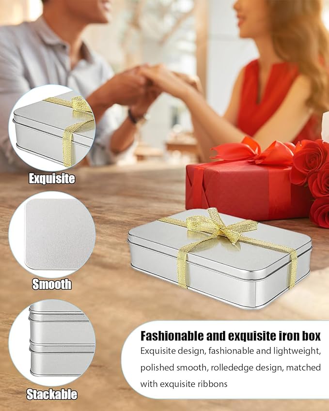 Metal Tins Box With Lid, 8 Pack Cookie Tins With Lids Tin Containers With Lids For Treats, Gifts, Favors, Candle And Crafts (4.2 x 2.75 x 1.57)