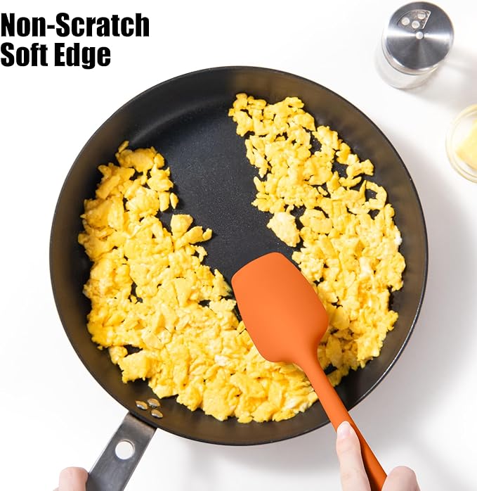 4-Piece Silicone Spatula Scrapers: Doosu 600°F Heat Resistant Food Grade Kitchen BPA Free Rubber Baking Cooking Tool Nonstick Utensil Set for Mixing, Scraping, Folding, Stirring, Serving (Multi-4)
