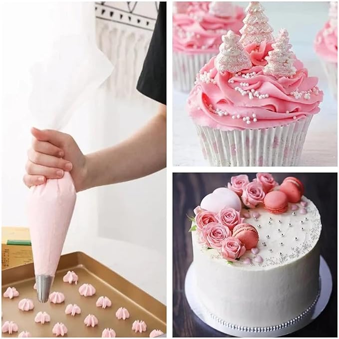 23 inch Frosting Piping Bag Disposable, AMBESTAR 100 Pieces Professional Clear Huge Thickened Cake Decorating Bag for Cream Frosting, Cakes and Cookies Decoration, Baking Lovers Accessories