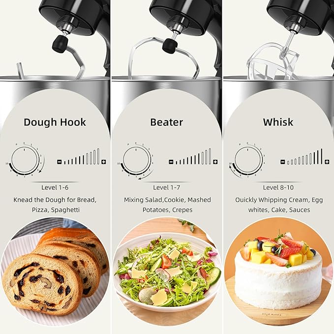 Electric Stand Mixer,10 Speeds Tilt-Head Food Mixer, 3-IN-1 Kitchen Mixer for Daily Cooks with 6 QT Bowl,Dough Hook, Beater, Whisk (Morandi Green)