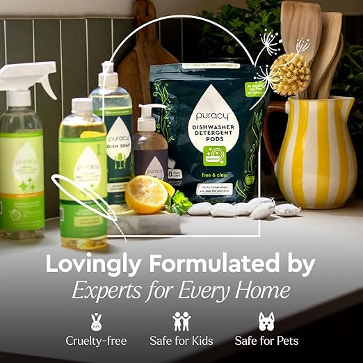 Puracy Dishwasher Pods, Natural Dishwasher Detergent, Free & Clear Dish tabs - Enzyme-Powered, Spot & Residue Free - TikTok Trend Items, Must Haves from TikTok Made Me Buy It (Citrus Skies, 18 Count)