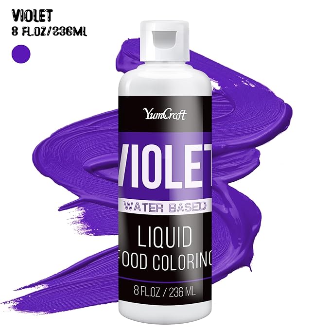 Food Coloring Liquid - Vibrant Color Food Coloring for Cake Decorating, Baking, Easter Egg, Icing - Tasteless Food Color Dye for Fondant, Cooking, Slime, Airbrush (Violet, 8 Fl.oz)