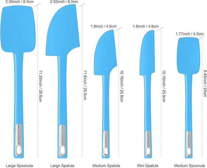 Premium Silicone Spatula Set, JXWING Flexible Heat Resistant Non-slip Handle Baking Cooking Rubber Spatulas, Blue