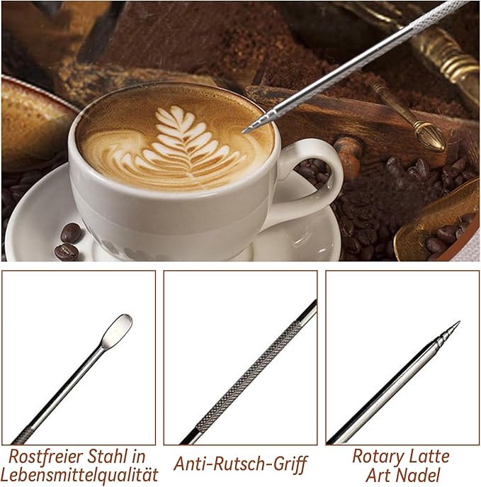 22Pcs Espresso Accessories Kit, 51mm Tamper Tool Espresso, Coffee Tamper with Espresso WDT Tool, Tamper Mat, Coffee Stirrer, Frothing Pitcher, Latte Art Pen and 16 Coffee Stencils, Latte Art Kit