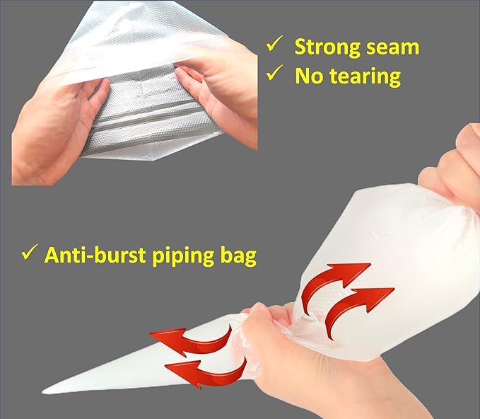 18 Inch Large Piping Bags Disposable Pastry Bags 100 Pack Thick Plastic Anti-Burst Icing Piping Bags For Frosting Decorating Cake Cupcake Cookie (18 Inch-100 Pack)