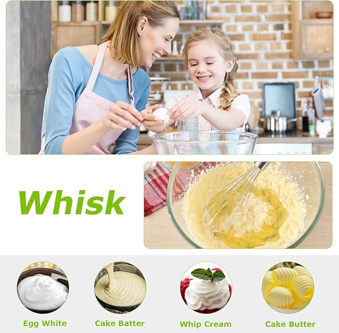Bonsenkitchen Immersion Handheld Blender with Whisk, 20-Speed & Turbo Mode Hand Blender Stick 500W, 304 Stainless Steel Hand Blender for Soup, Smoothie, Puree, Baby Food