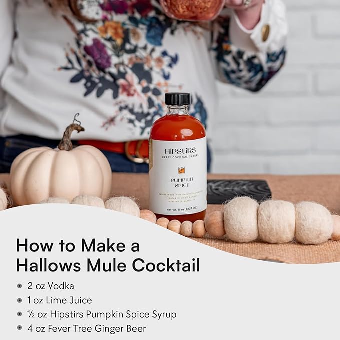 HipStirs Pumpkin Spice Syrup - Our Mix uses Real Ingredients like Pumpkin Puree to Make it a Perfect Spice Latte Mix - Real Infused Syrup (8 Fl Oz)