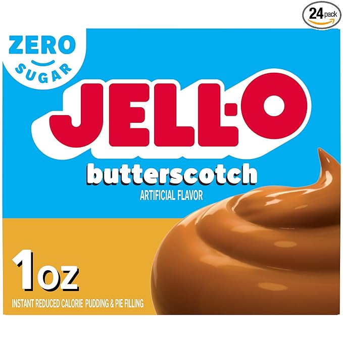 Jell-O Butterscotch Sugar Free & Fat Free Instant Pudding & Pie Filling Mix, 24 ct Pack - 1 oz Boxes, As Seen on TikTok