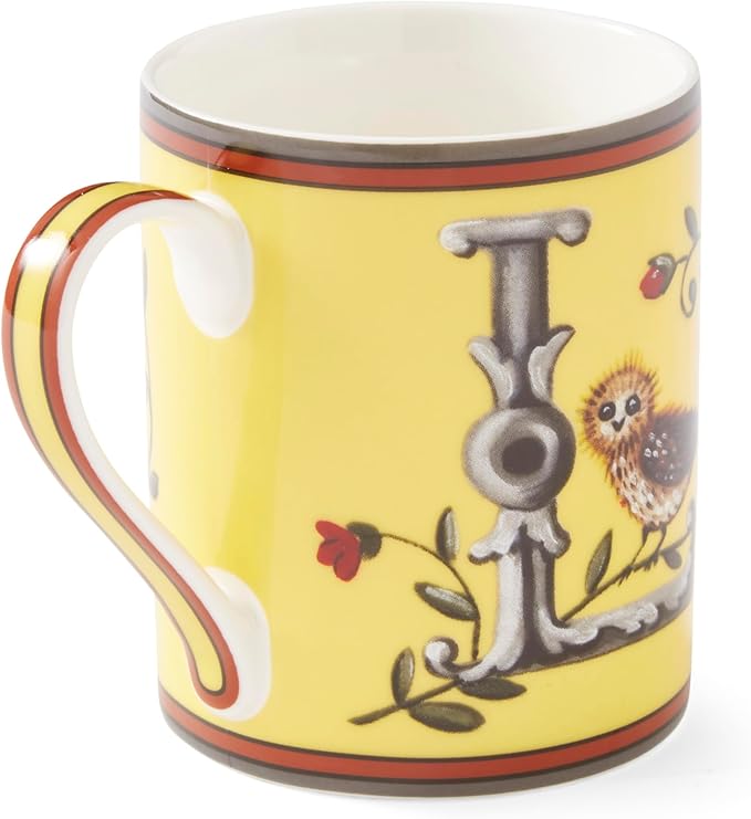 Spode Kit Kemp 12oz Mug, L lnitial - Fine China Coffee Cup with Floral Alphabet Design, Custom Letter Mug for Unique Gift Giving - Personalized Kitchen Drinkware, Dishwasher Safe & Stylish