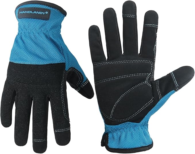 HANDLANDY Work Gloves for Men & Women, Utility Mechanic Working Gloves Touch Screen, Flexible Yard Work Gloves
