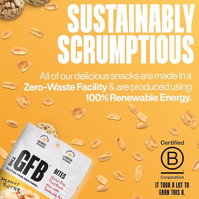 The GFB, Peanut Butter Protein Bites - Gluten Free Protein Balls – Non GMO, Soy Free, Vegan - Snack Size Plant Based Energy Balls, 4 oz (1 Count)
