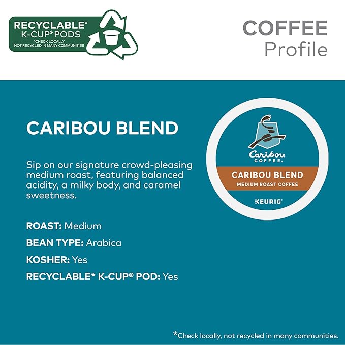 Caribou Coffee Single Serve Keurig K-Cup Pod Variety Pack, Light, Medium, and Dark Roast Coffees, 40-Count Box(Pack of 1)