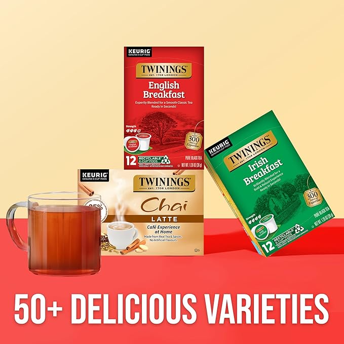 Twinings English Breakfast Black Tea 72 K-Cup Pods for Keurig, 12 Count (Pack of 6) Smooth, Flavourful, Robust, Caffeinated, Enjoy Hot or Iced