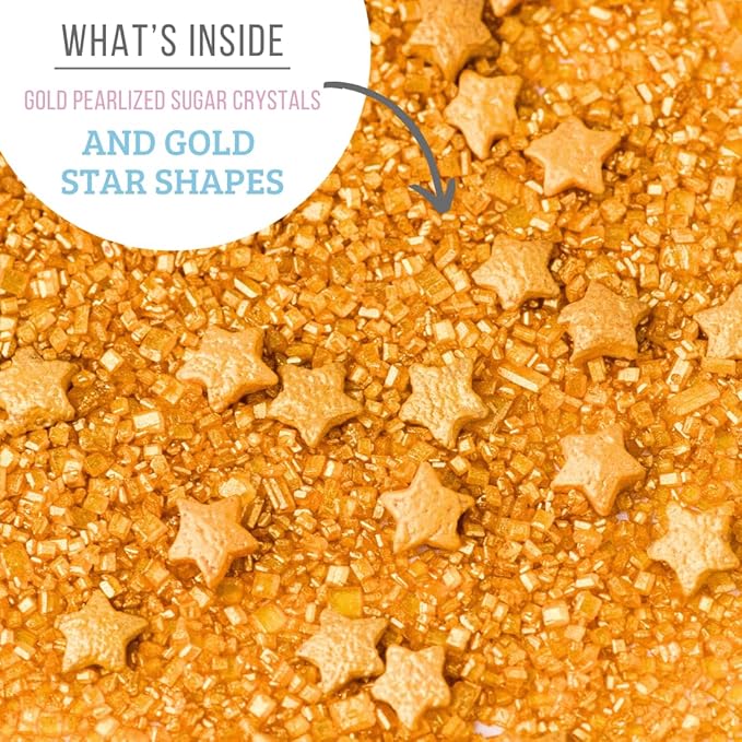 Sweets Indeed Sprinkles, Edible Sprinkle Sugar Mix, Perfect for Cake Decorations, Baking, Ice Cream, Cookies, Cupcake Topper, 5 ounces (Golden Galaxy)