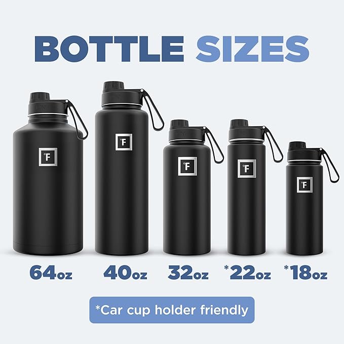 IRON °FLASK Camping & Hiking Hydration Flask with 3 Lids - Stainless Steel, Double Walled & Vacuum Insulated Water Bottle - Leak Proof & BPA Free (Cashmere Cream, Spout - 40 oz)