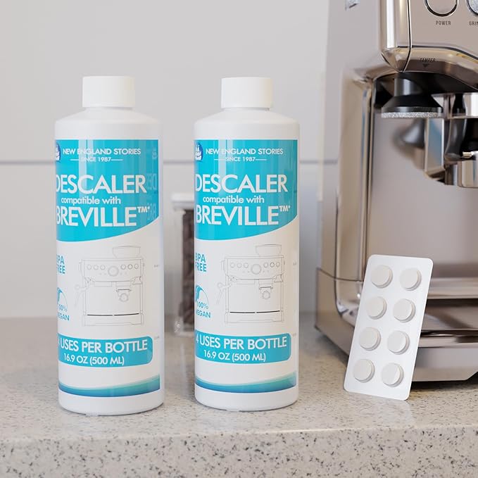8 Uses Breville Compatible Descaling Solution, 2 Years Descaler Kit Come with 8 Cleaning Tablets, Maintenance Kit Specially Designed to Clean Breville Machines (4 Use Each Bottle, 2 Bottles)