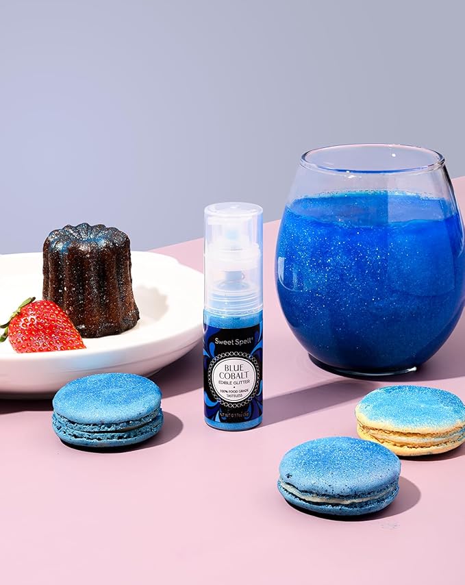 Sweet Spell Edible Cake Glitter Spray – Shimmering Magic for Cakes Decorating & Cocktails – 100% Edible, Food-Grade, Vegan, Gluten-Free (Blue)
