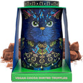 Monty Bojangles Vegan Cocoa Dusted Chocolate Truffles Cat Tin (Midnight Prince - 4.7oz) Cocoa Nib Night Flavored Luxury Vegan Truffles - Collectable Chocolate Gift Box With Bespoke Design
