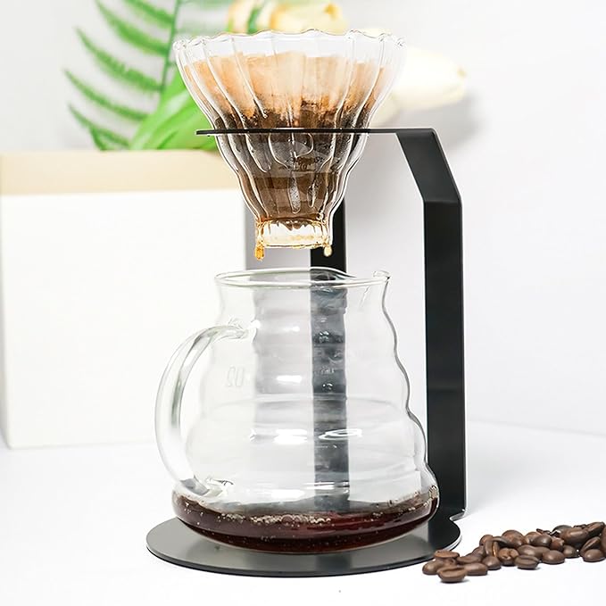 Tissting Pour Over Coffee Station Iron Pour Over Coffee Stand Dripper Rack Coffee Filter Holder for Home Cafe Office Black(18.3x14.4x14cm/7.2x5.7x5.5in)
