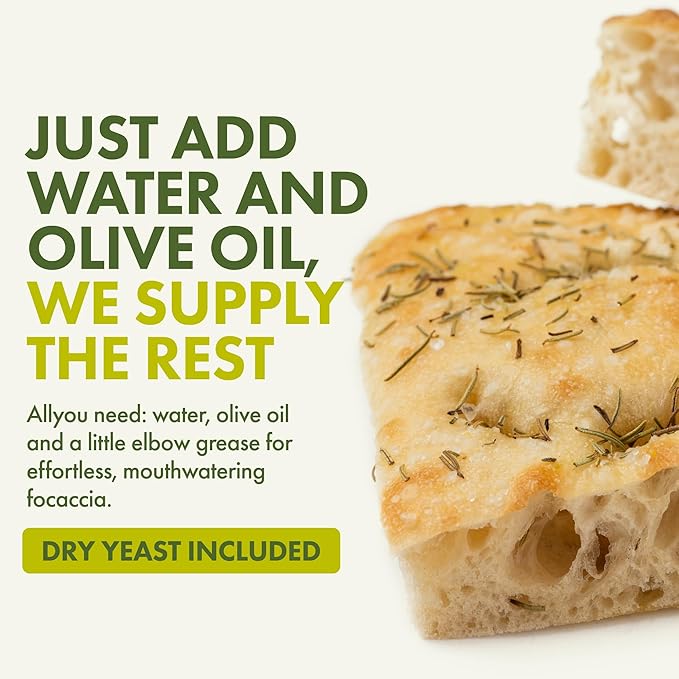 Let’s Bake Bread Organic Focaccia Baking Mix - Soft, Flavorful Italian Bread at Home - USDA Organic, Non-GMO, No Additives, Easy Home Baking, Golden Crust, Fluffy Texture - 17.64 oz (1 Pack)