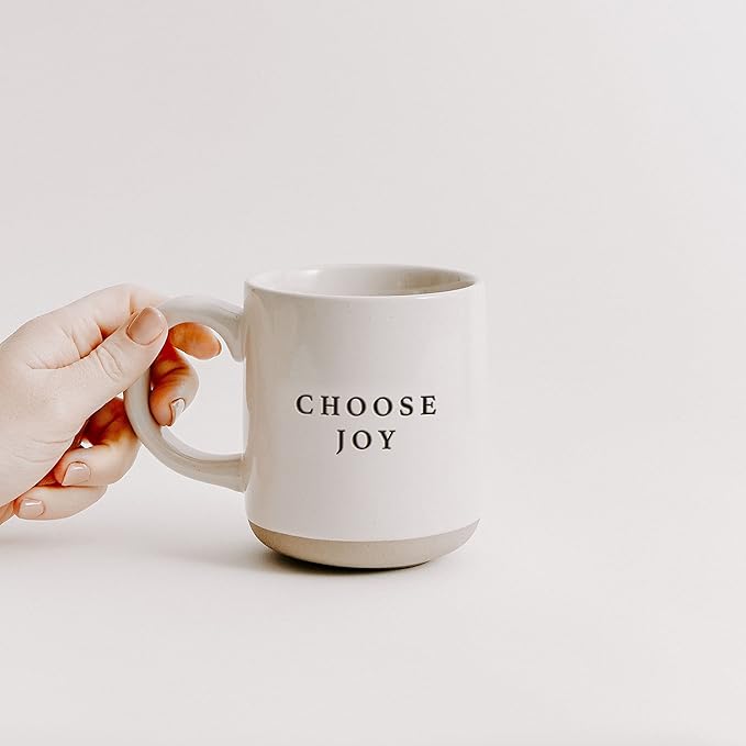 Sweet Water Decor Choose Joy Stoneware Coffee Mugs | Novelty Coffee Mugs | Microwave & Dishwasher Safe | 14oz Coffee Cup | Inspirational Gifts | Gifts for Her