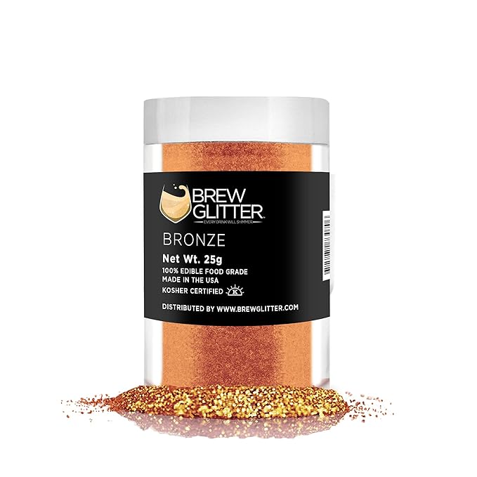 Bronze BREW GLITTER Edible Glitter For Drinks, Cocktails, Beer, Garnish Glitter & Beverages | KOSHER & HALAL Certified | 100% Edible & Food Grade | Vegan, Gluten, Nut Free (25g, Bronze)
