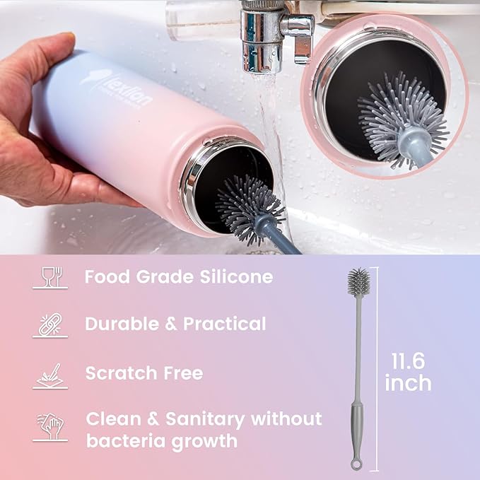 Lexlion Tea Infuser Bottle - Fruit Infuser Water Bottle 22 Oz, Triple Walled Insulated Stainless Steel Bottle, Thermal Leaf, Silicone Sleeve, 3 Lids Leakproof, Metal Mug Gallon