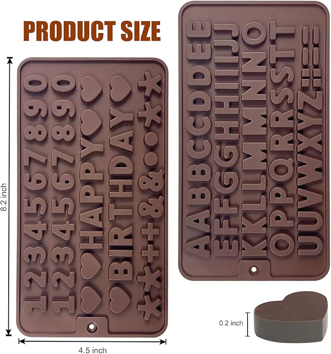 Walfos Silicone Letter Mold and Number Chocolate Molds - Non-Stick Letter Chocolate Mold, Made of Food Grade Silicone, BPA Free, Perfect for Cake Decoration, Candy, Chocolate, Birthday Party, Gummies