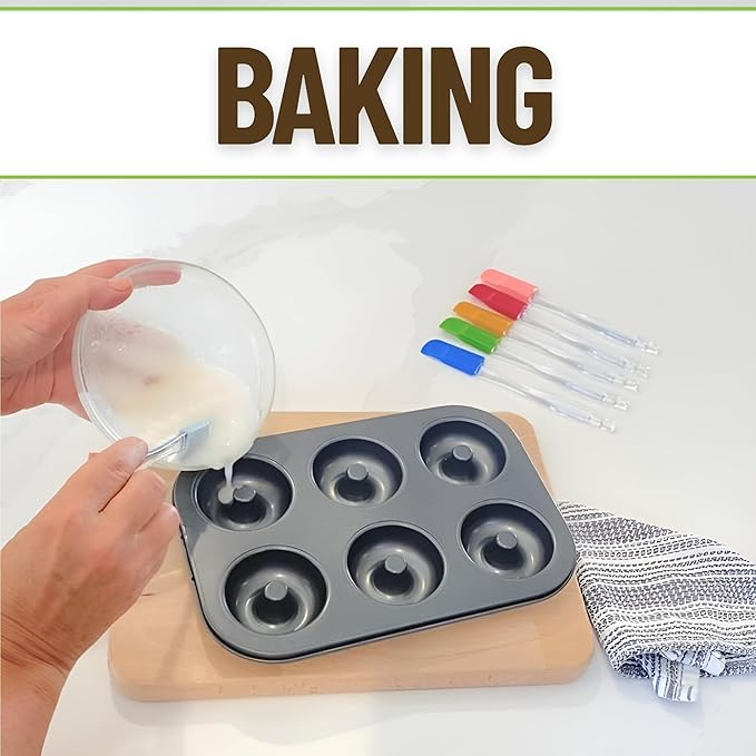Evelots Set of 6 Mini Silicone Spatulas for Kitchen Cooking & Baking, Small Silicone Cooking Utensils, Heat Resistant BPA Free - Up To 446 Degrees