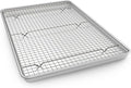 Half Sheet Pans with Rack Set, 18 Inch Commercial Quality Baking Sheet Pan Set, Natural Aluminum Cookie Sheet, Warp Resistant Nonstick Thick Cookie Tray Pans for Baking, Roasting