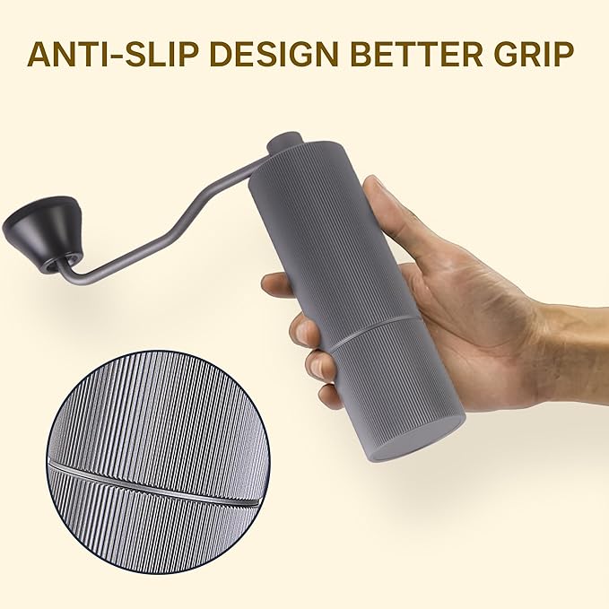 Mini Manual Coffee Grinder, 40 Adjustable Settings, Portable Hand Mill with 30g Capacity, Conical Burr for Espresso, Pour Over, Travel, Camping, Office (Gray)