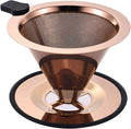 Small Size Pour Over Coffee Dripper, Stainless Steel Metal Cone Drip Coffee Filter, Paperless and Permanently Reusable, Double Mesh Coffee,TeaFilter for 1-2 Cups