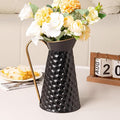 Elegant Black Metal Pitcher Vase, Farmhouse Galvanized Flower Vase, Rustic Decorative Milk Jug for Home Décor