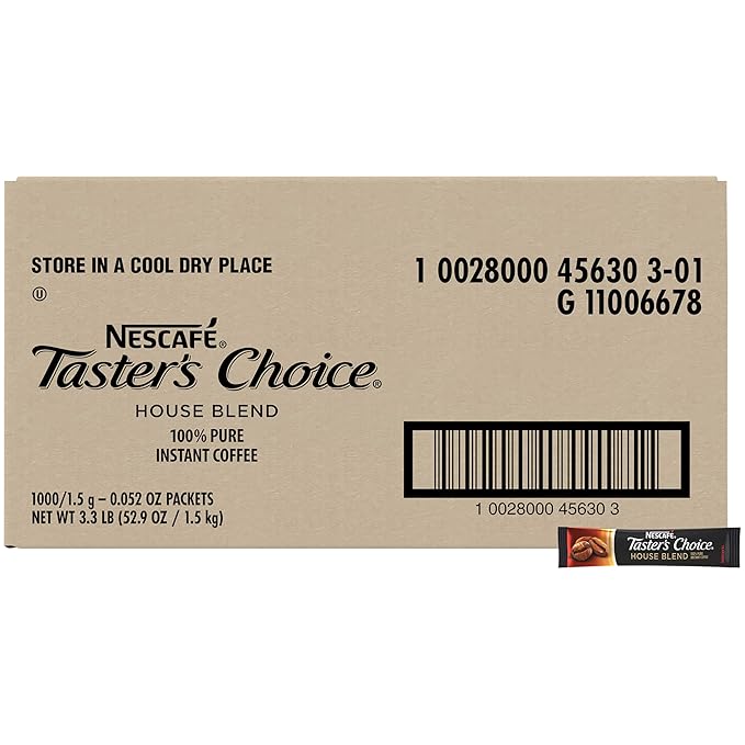 Nescafe Instant Coffee Packets, Taster's Choice Light Roast, Bulk Pack, 1.5 g Packets (Pack of 1000)