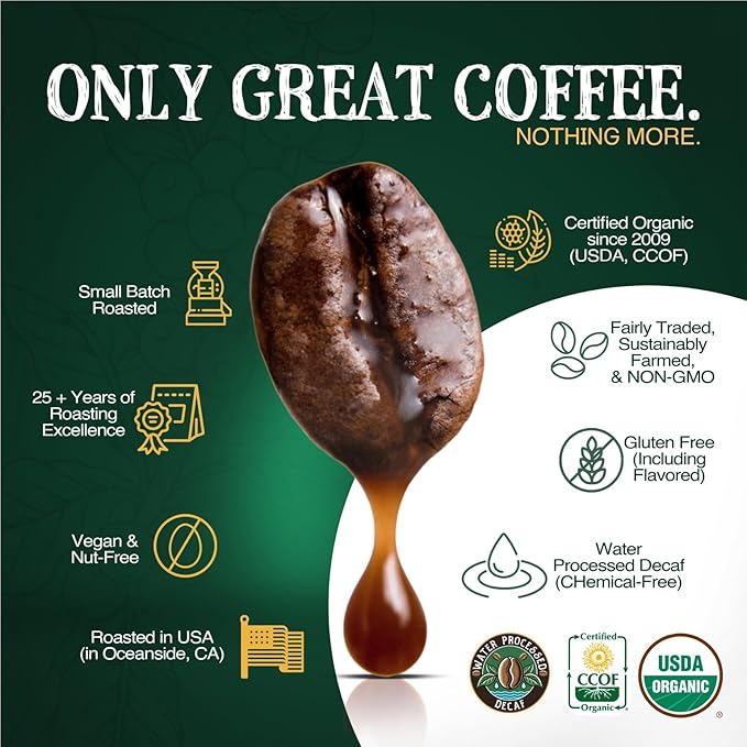 The Bean Organic Coffee Company Water Processed DECAF Milky Way, Medium Roast, Whole Bean Coffee, 5-Pound Bag