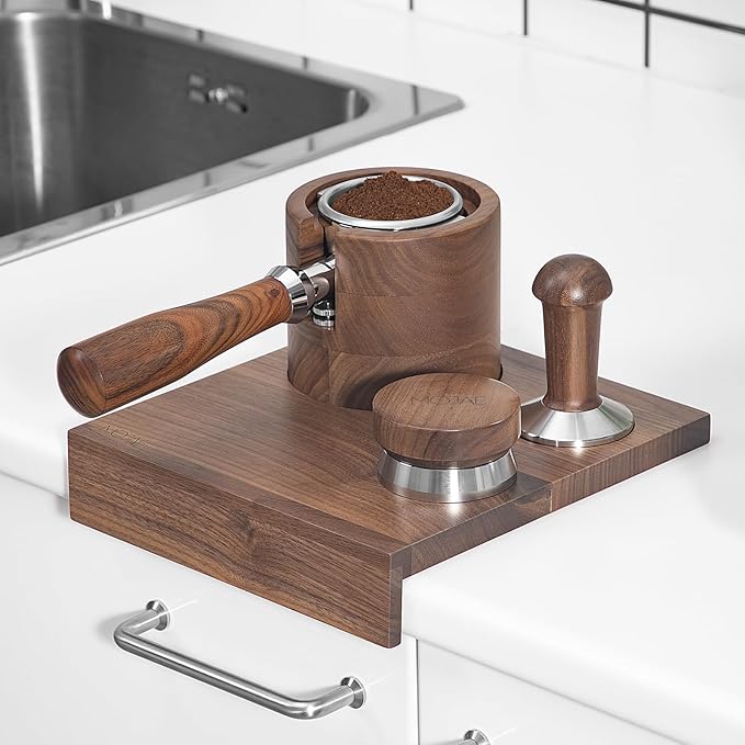MOJAE 53mm Espresso Distributor, Coffee Distributor, Espresso Distribution Tool, Adjustable Depth Espresso Leveler with Walnut Wood Handle, Fits for 54mm Breville Barista Portafilter