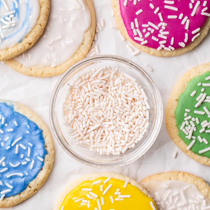Color Kitchen White Sprinkles Natural Ingredients Baking Cake Decorations, Ice Cream, Cookie, Artificial Dye-free, Plant-Based Colors, Gluten-Free, Non-GMO, No Hydrogenated Oils, Soy-Free, Kosher, 2 LB