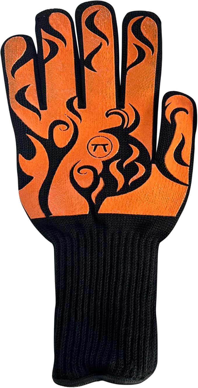 Outset Heat Resistant Grill Glove, Set of 1 with Flames Design